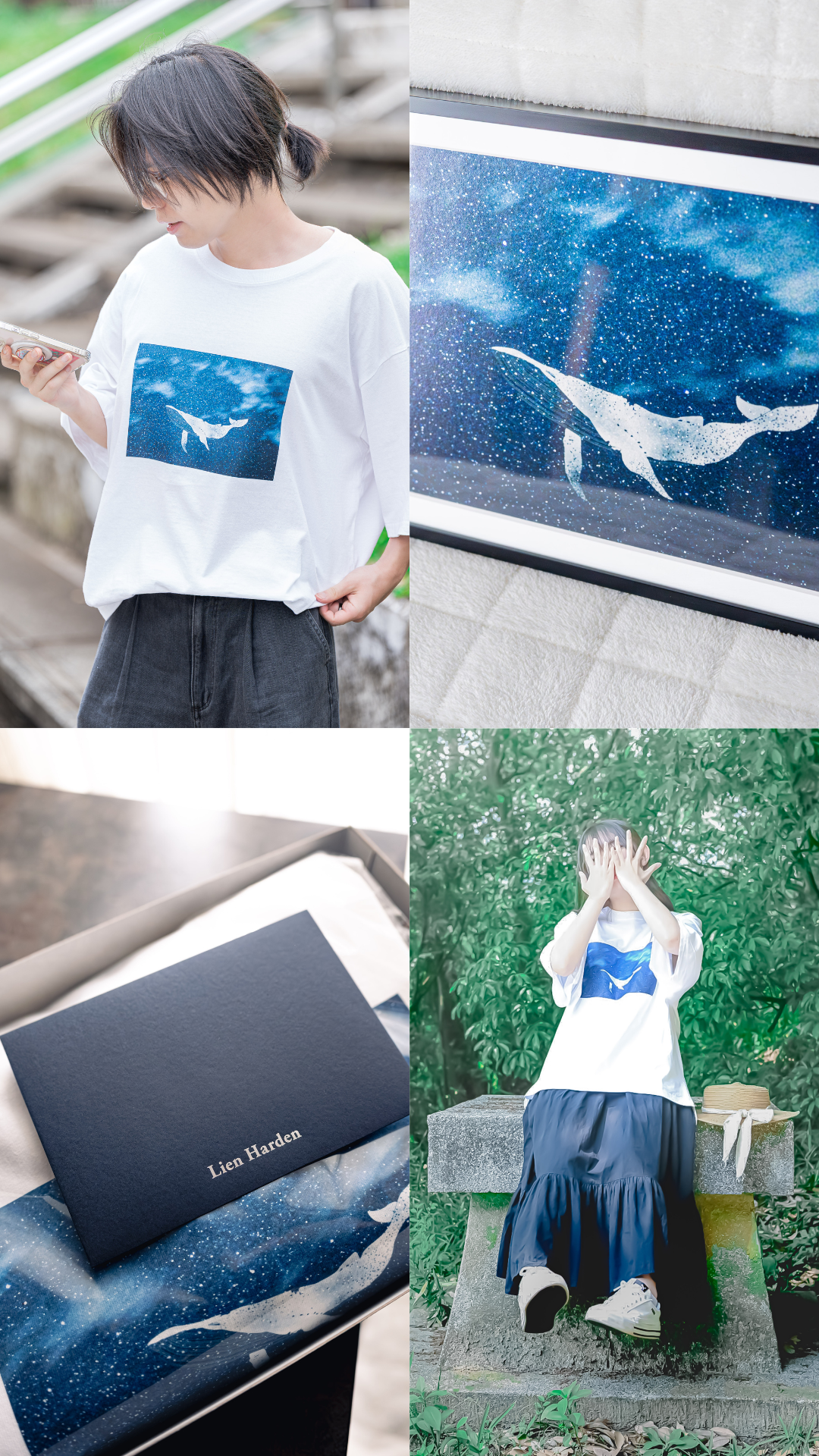 《星影に溶けるクジラ》展示会体験セット｜アルミ額装 + Tシャツ + 詩カード + BOX